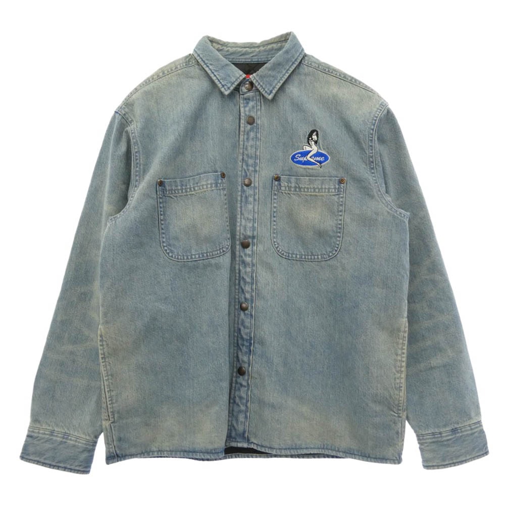 Supreme シュプリーム 26SS Quilted Lined Denim Snap Shirt キルテッド ラインド デニムスナップシャツ キルティング デニム ジャケット ライトブルー系 S【中古】