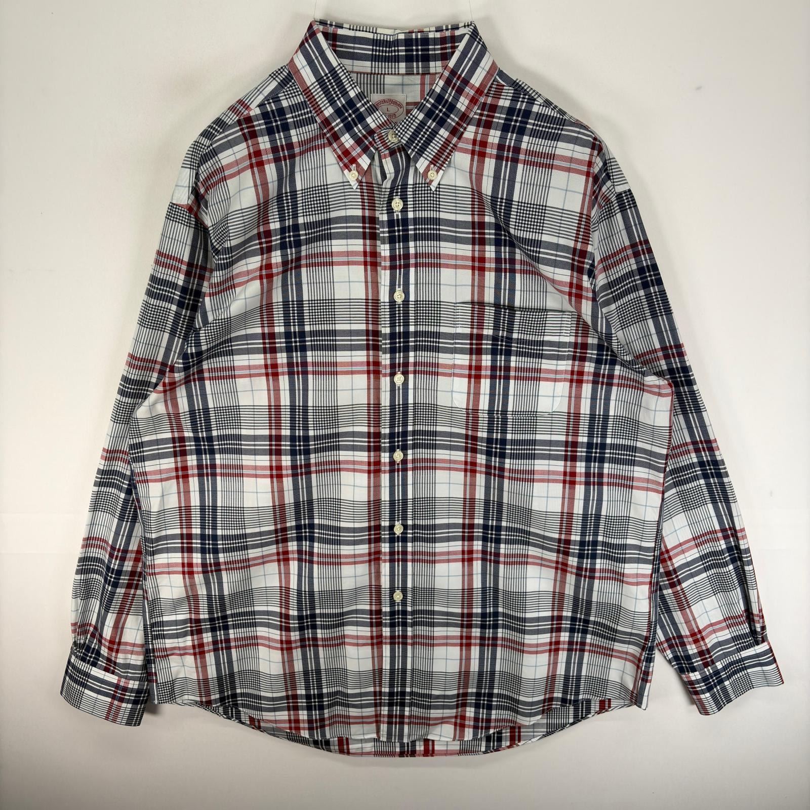 古着 ブルックスブラザーズ Brooks Brothers 長袖シャツ ボタンダウン L  ネイビー系 チェック メンズ