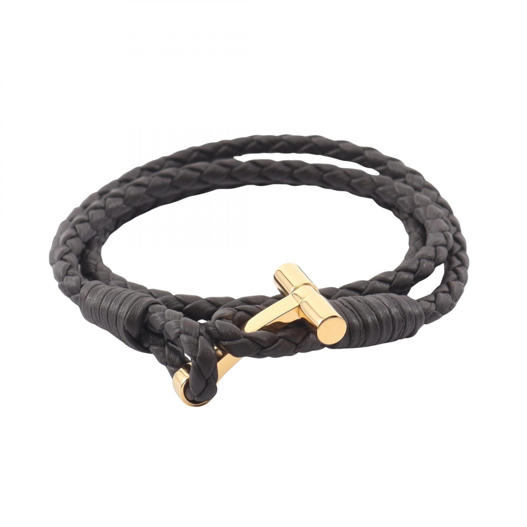 トムフォード TOM FORD Tバー 3連 ブレスレット アクセサリー レザー メンズ ブラウン系 JM005ICL002GEIRL 【新品】