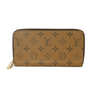 LOUIS VUITTON ルイ・ヴィトン ジッピーウォレット 現行 LVロゴ フラワー ブラック ラウンドファスナー コンパートメント 札入れ カードケース コインケース RFID ICチップ モノグラム リバース ライトブラウン 長財布 M82444