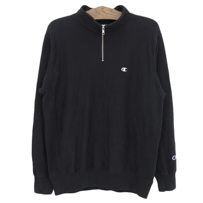 チャンピオン REVERSE WEAVE HALF ZIP SWEATSHIRT プルオーバースウェット トップス メンズ ブラック L C3-Z005 L