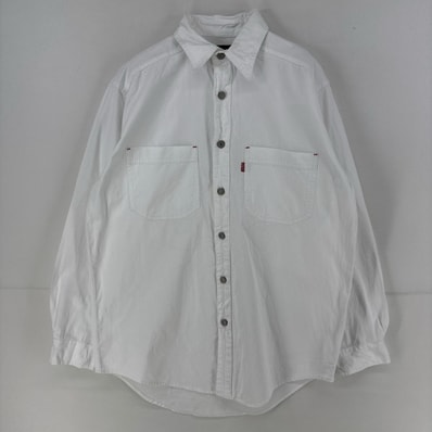 古着 リーバイス Levi's デニム 長袖シャツ 胸ポケット レッドタブ ホワイトデニム ボタンフライ S ホワイト メンズ