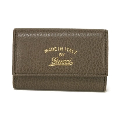 GUCCI グッチ 6連 キーホルダー ピンク バイカラー スナップボタン 筆記体 ロゴ 箔押し ブラウン キーケース 354499 CAO2G 2160