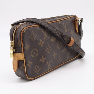 LOUIS VUITTON ルイ・ヴィトン モノグラム ポシェット マルリーバンドリエール M51828 ショルダーバッグ ブラウン ベージュ コーティングキャンバス レザー メンズ