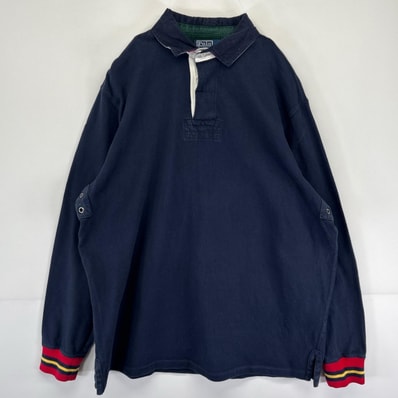 古着 ポロバイラルフローレン Polo by Ralph Lauren ラガーシャツ 襟裏ロゴ刺繍 トレーナー プルオーバー L ネイビー系 メンズ