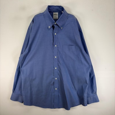 古着 ブルックスブラザーズ Brooks Brothers 長袖シャツ ボタンダウン L ブルー系 無地 メンズ
