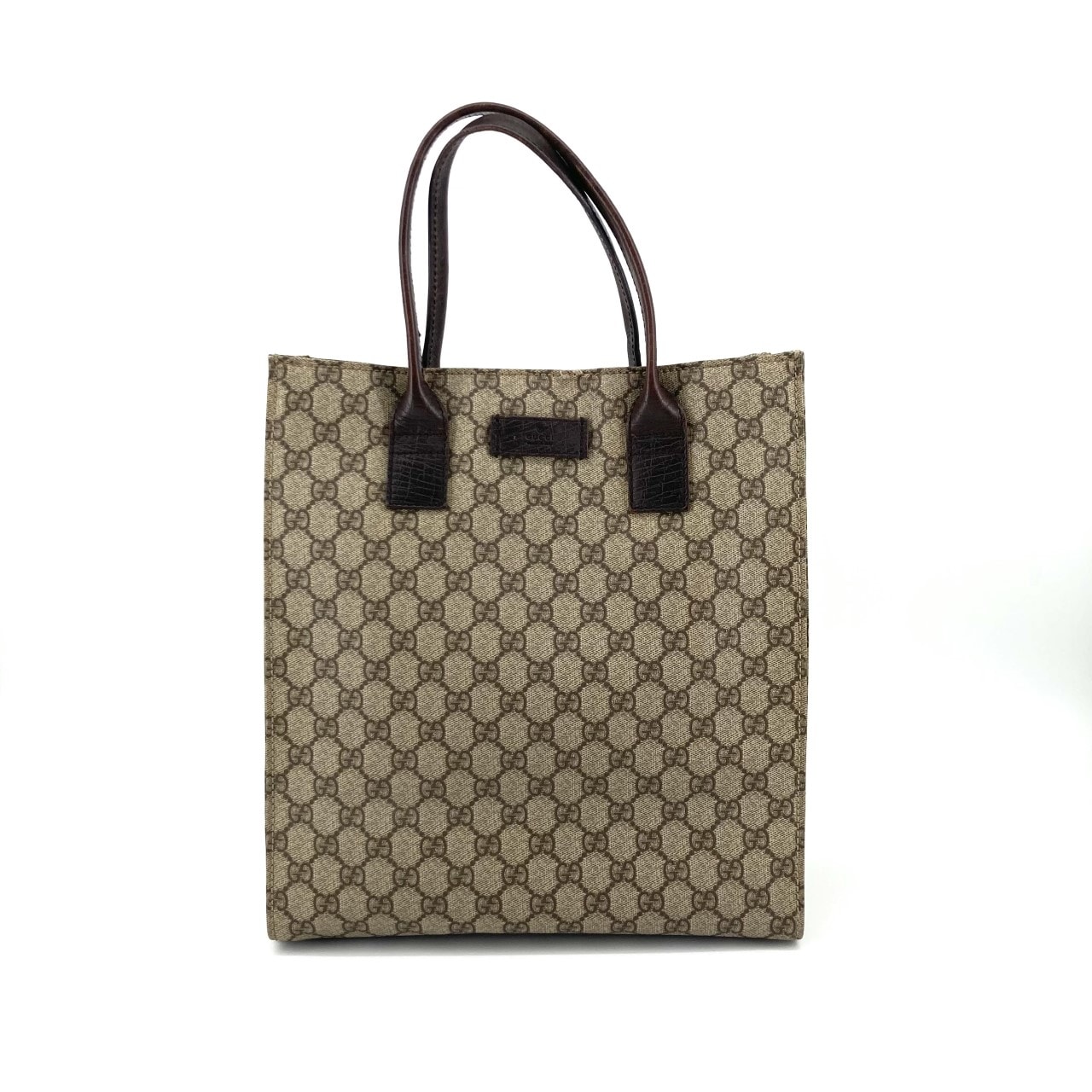GUCCI(グッチ) GGスプリーム スクエア型 レザーハンドル 91249 トートバッグ ベージュ