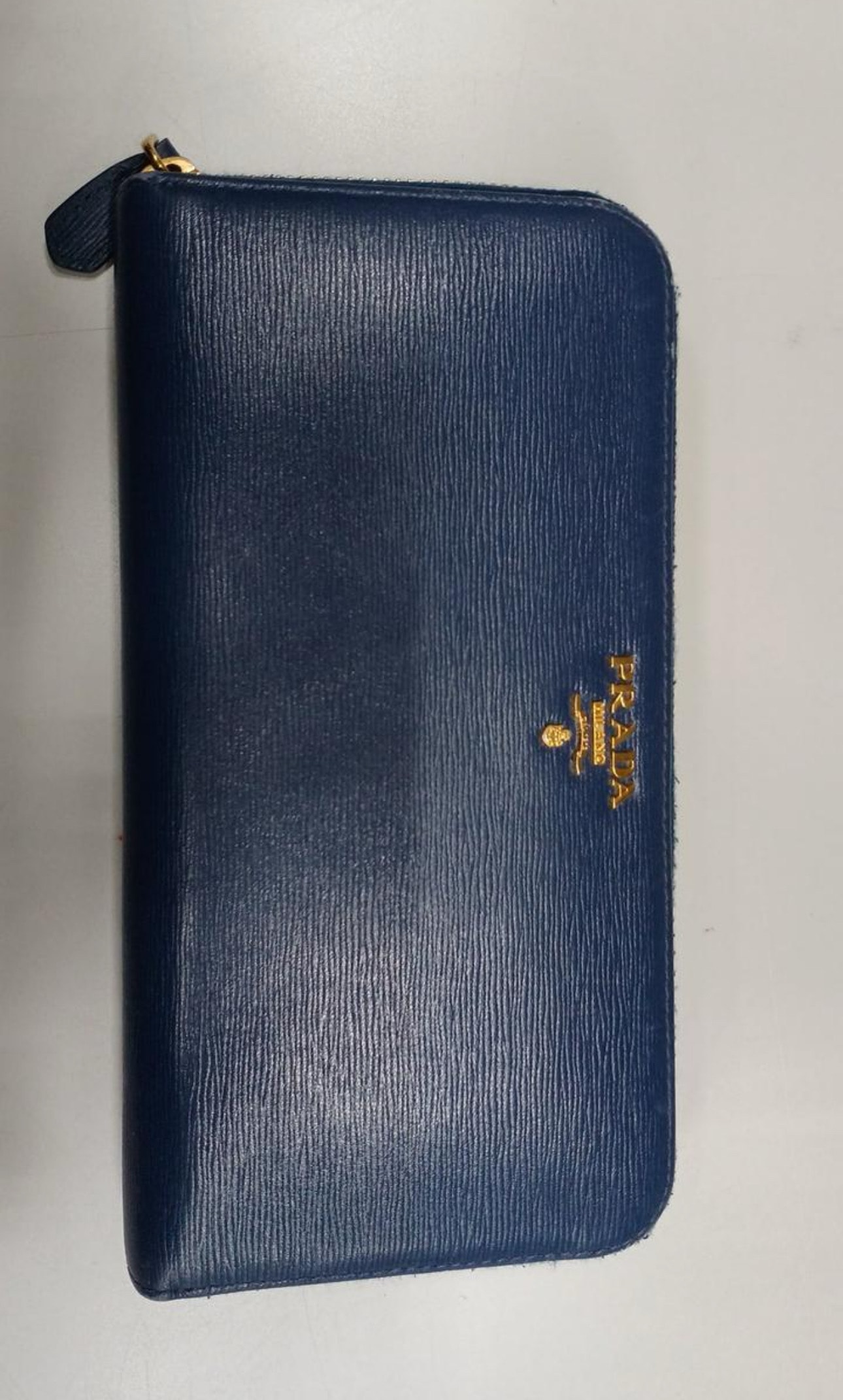 PRADA Saffiano Leather Wallet "Blue"