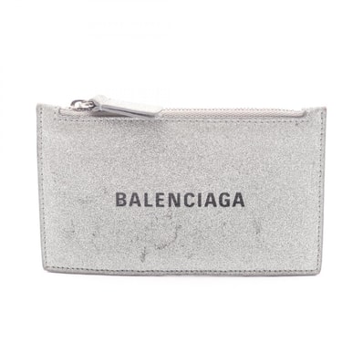 バレンシアガ BALENCIAGA EVERYDAY エブリデイ カードケース アクセサリー レザー グリッター メンズ レディース シルバー系 551990 【中古】