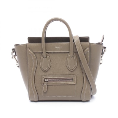 セリーヌ CELINE ラゲージ ナノショッパー 2WAY ハンドバッグ バッグ レザー レディース グレー系 189243 【中古】