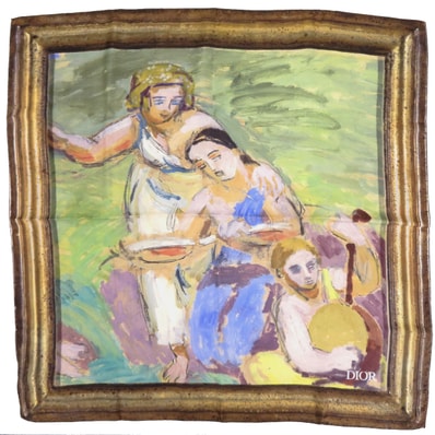 ディオール シルク ブラウン グリーン スカーフ