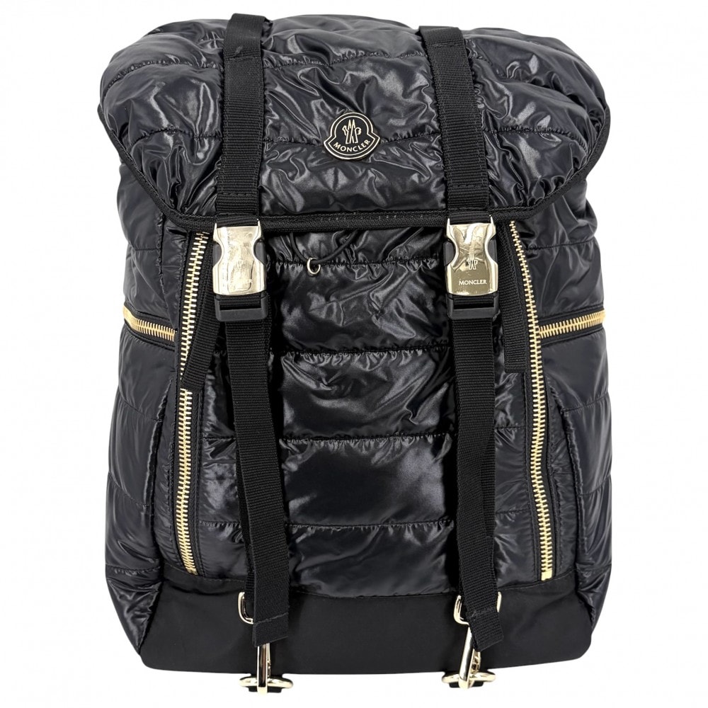 MONCLER モンクレール リュック バックパック ナイロン ブラック 黒 ゴールド金具 メンズ【中古品】