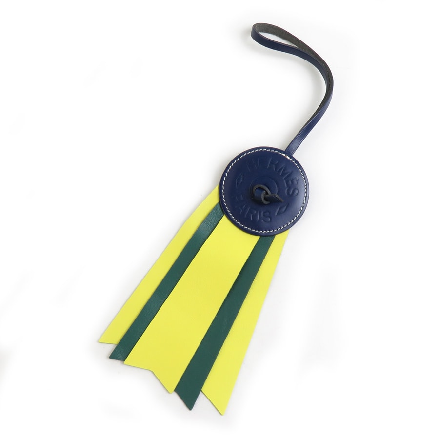 エルメス HERMES チャーム パドック フロット レザー ネイビー/イエロー/グリーン ユニセックス【中古】 e61336a