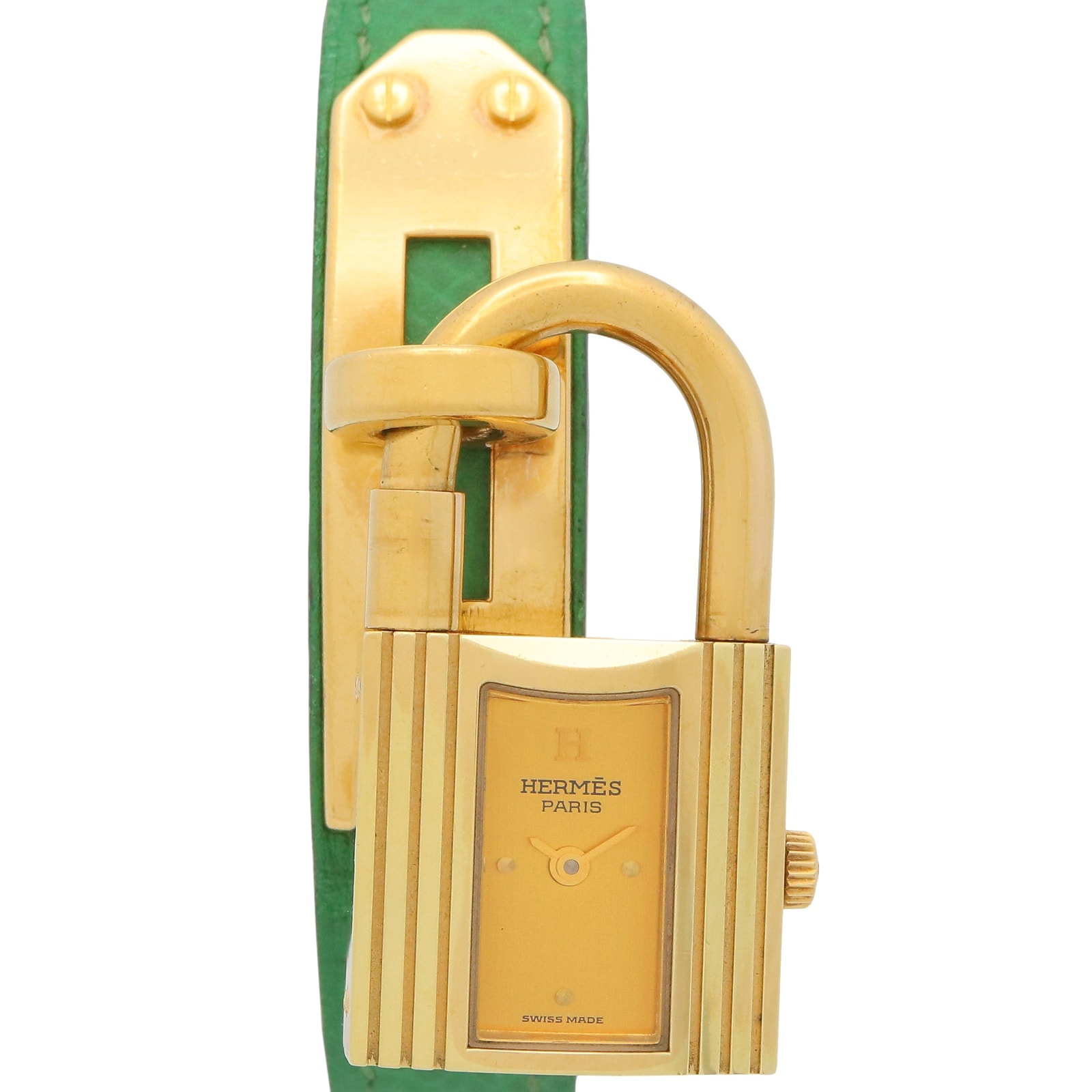 エルメス HERMES ケリーウォッチ 腕時計 時計 GP(ゴールドメッキ) レザーベルト レディース ゴールド系 シャンパン KE1.201 【中古】