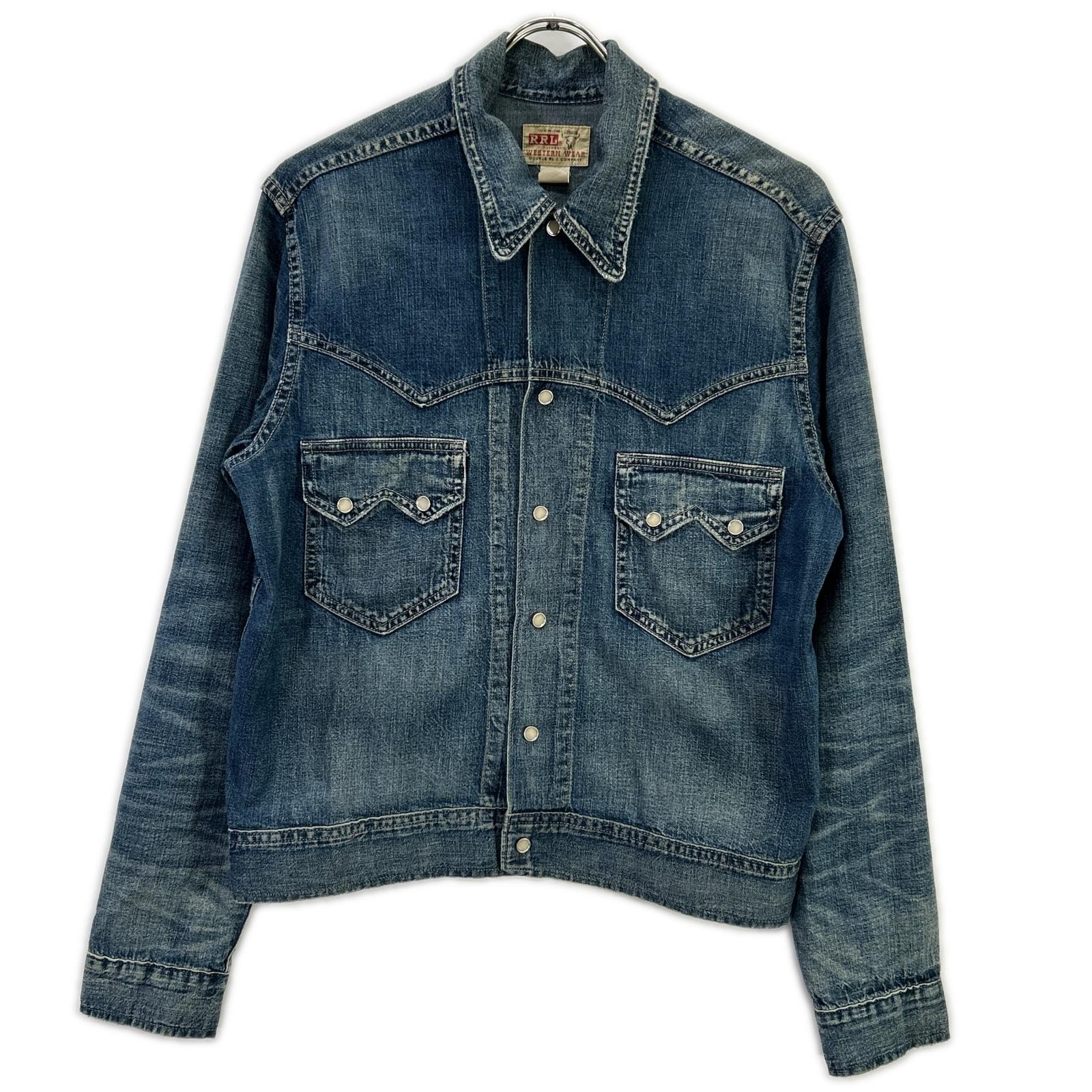 ダブルアールエル 782891663001 本藍染め コットン Hewson Indigo Denim Western Jacket/ヒューソン インディゴ デニムウエスタンジャケット S