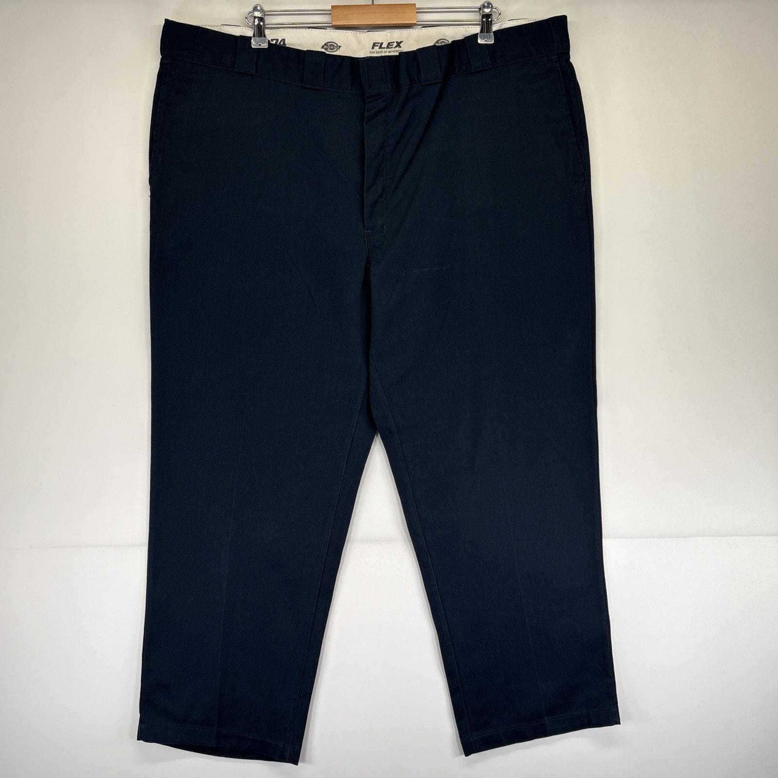 古着 ディッキーズ Dickies ワークパンツ 874 ワンポイントロゴ 長ズボン チノパン 大きいサイズ テーパード w46 L30  ネイビー メンズ