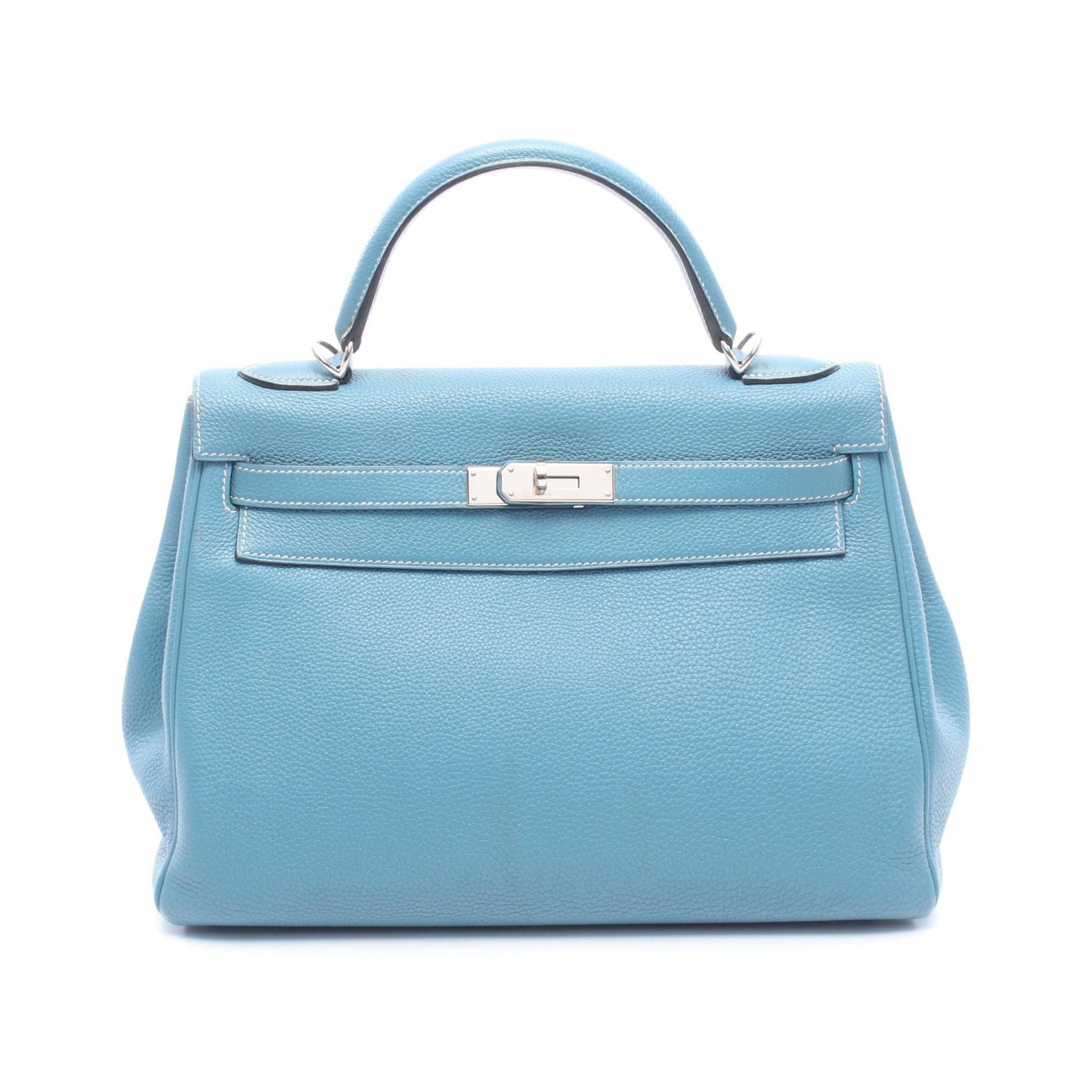 エルメス HERMES ケリー32 内縫い 2WAY ハンドバッグ バッグ レザー トゴ トゴ ブルージーン □N刻印(2010年製造) レディース ブルー系 【中古】