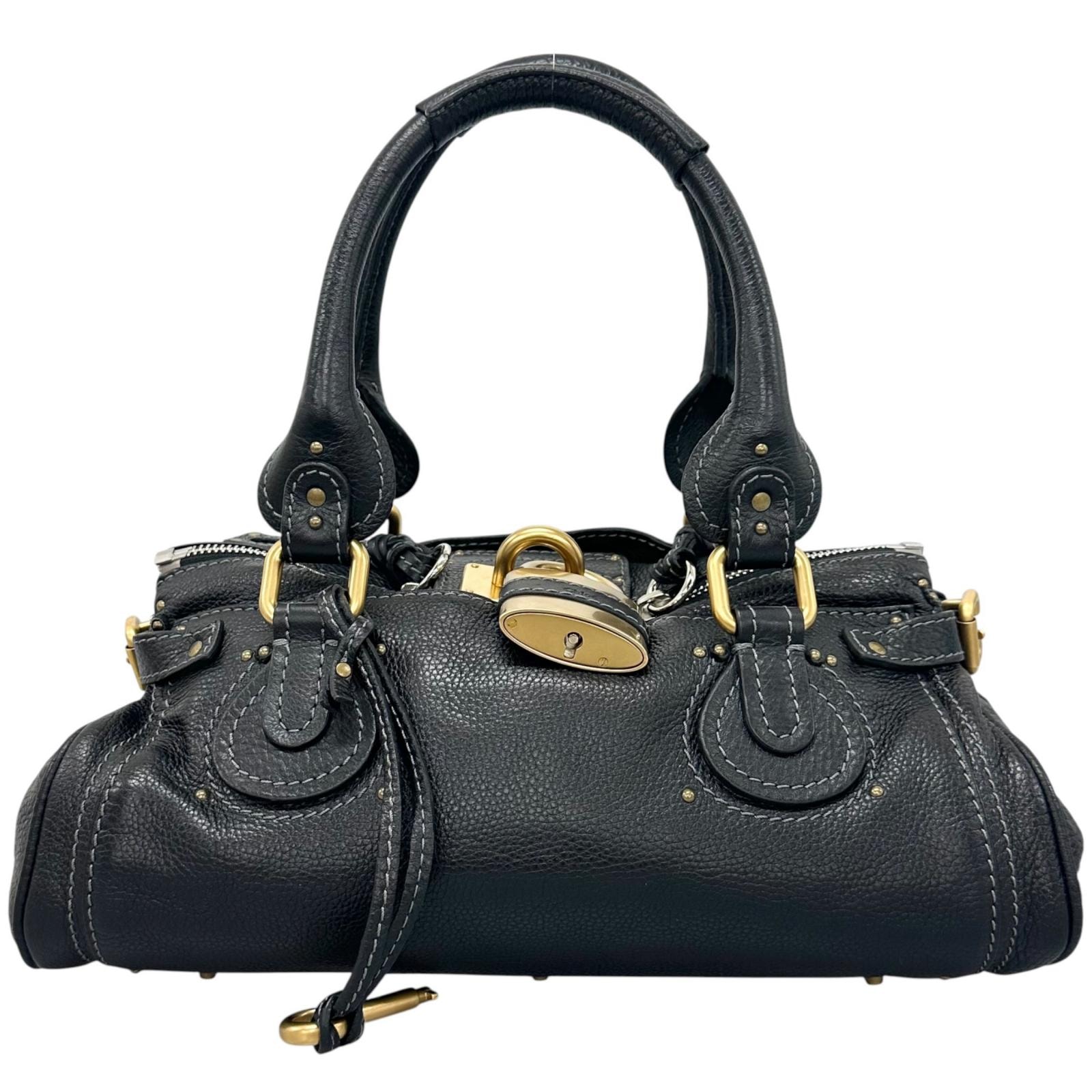 美品 Chloe クロエ パディントン ハンドバッグ レザー ブラック レディース【中古】
