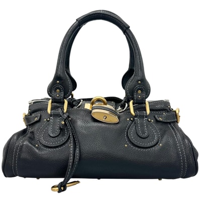 美品 Chloe クロエ パディントン ハンドバッグ レザー ブラック レディース【中古】