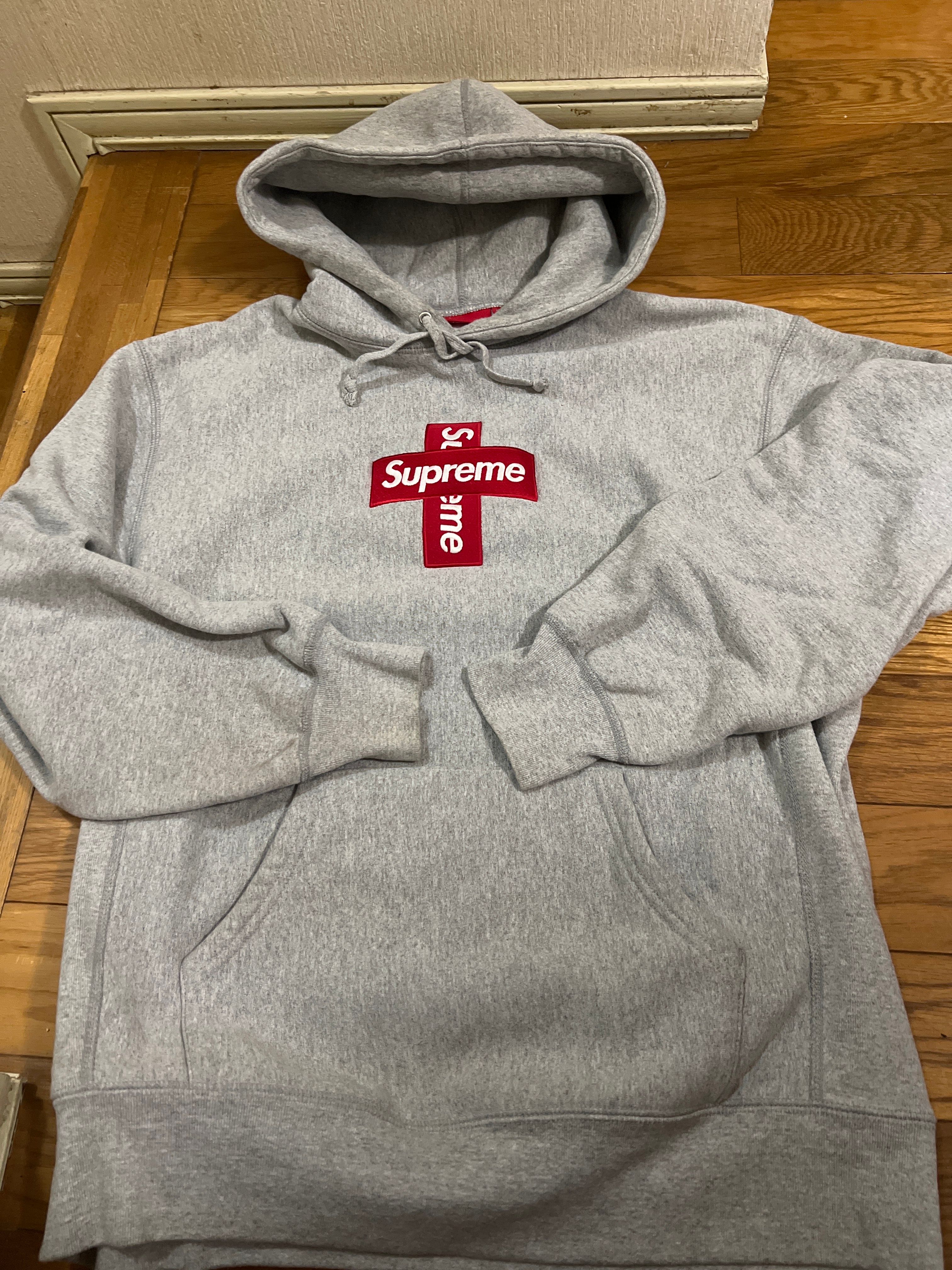 Supreme Cross Box Logo Hooded Sweatshirt "Grey"