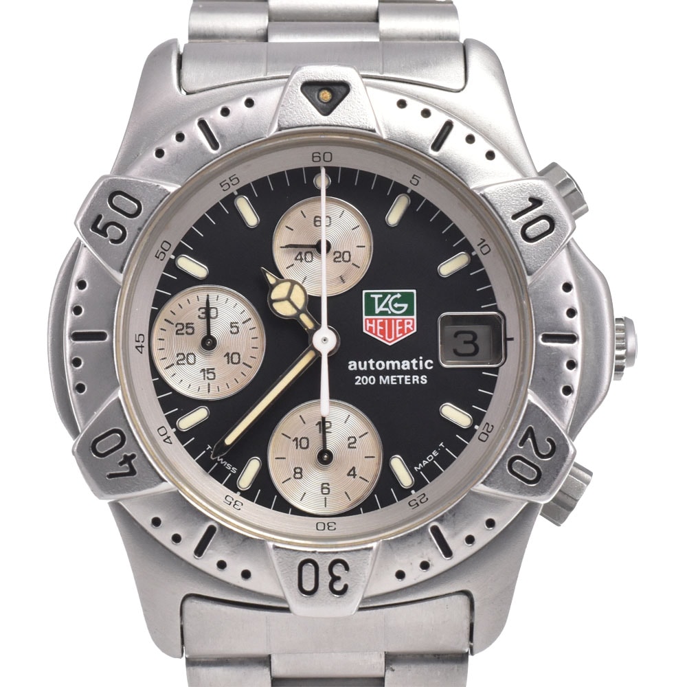 タグホイヤー TAG HEUER 840.306 2000シリーズ クロノグラフ ブラック/シルバー 自動巻き メンズ 良品 腕時計 J#150575