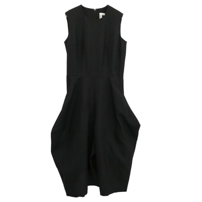 COMME des GARCONS コムデギャルソン ツナギ 25AW GP-U002 本ライン AD2025 ノースリーブ ピンストライプ バックジップ ウール ジャンプスーツ オールインワン ブラック系 S【極上美品】【中古】