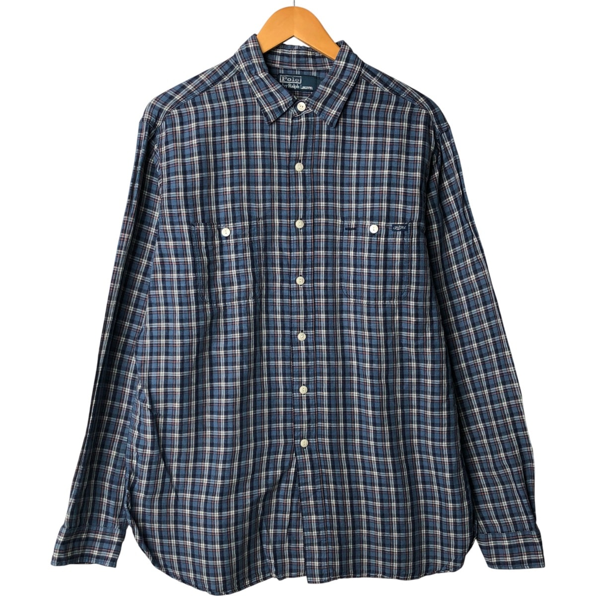 古着 ラルフローレン Ralph Lauren POLO by Ralph Lauren チェック柄 長袖 リネンシャツ メンズL相当/eaa584571