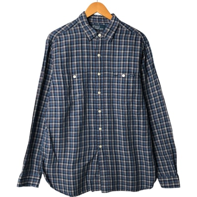 古着 ラルフローレン Ralph Lauren POLO by Ralph Lauren チェック柄 長袖 リネンシャツ メンズL相当/eaa584571