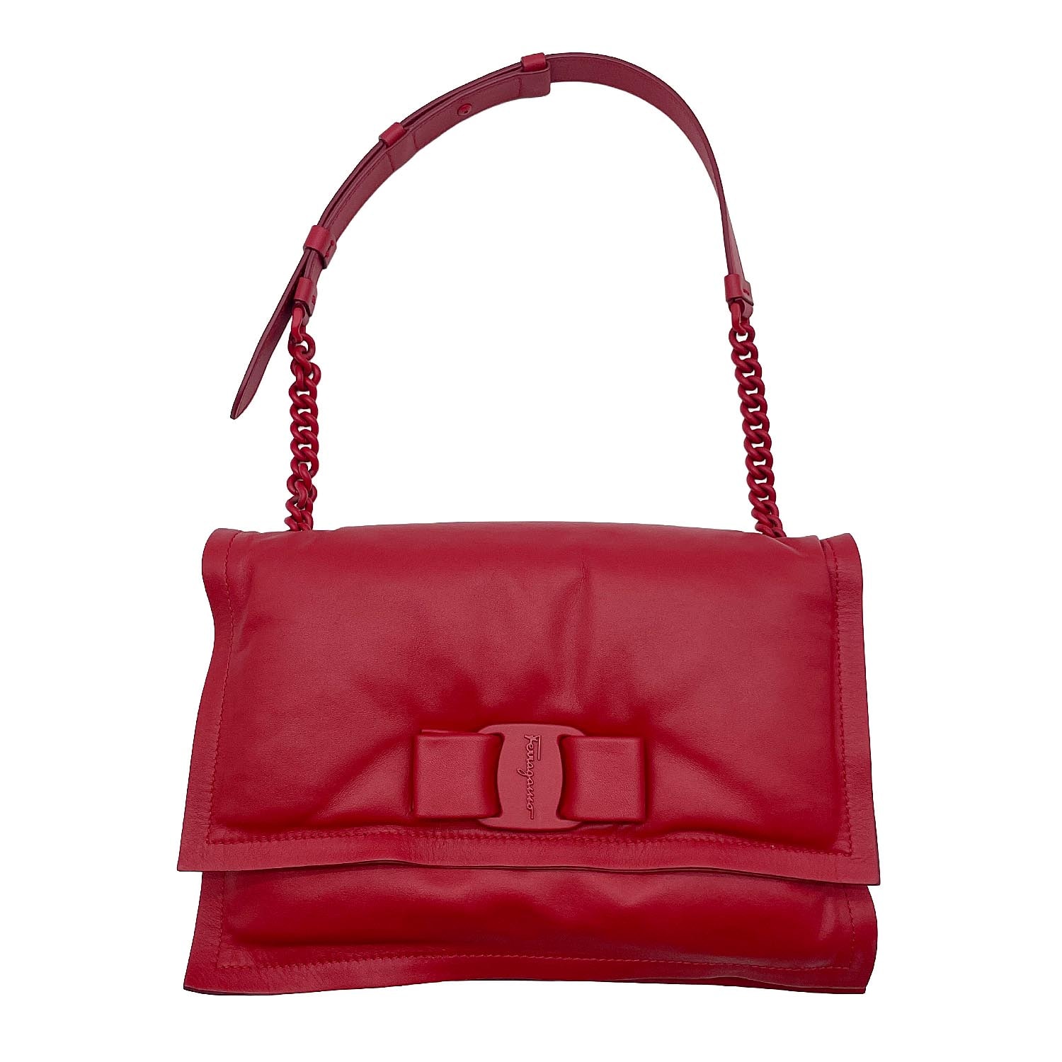 Salvatore Ferragamo サルヴァトーレフェラガモ VIVA BOW ヴィヴァ ボウ ショルダーバッグ
ヴァラ リボン フワフワ 220287 レザー プラスチック メタル レッド レディース
【中古】