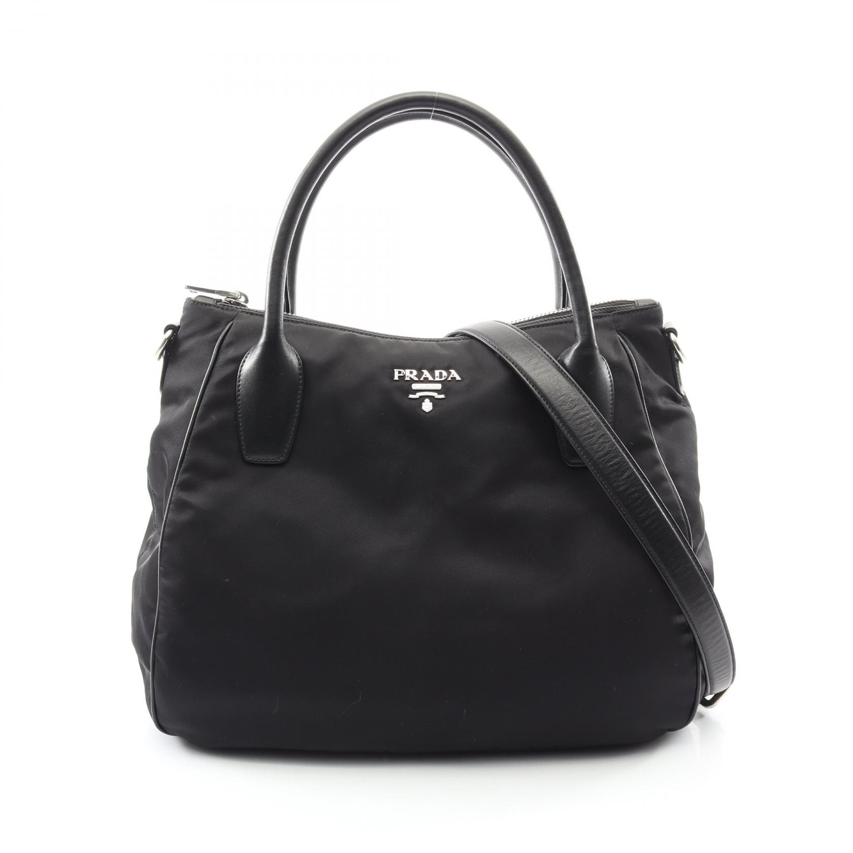 プラダ PRADA 2WAY トートバッグ バッグ ナイロン レザー レディース ブラック系 【中古】