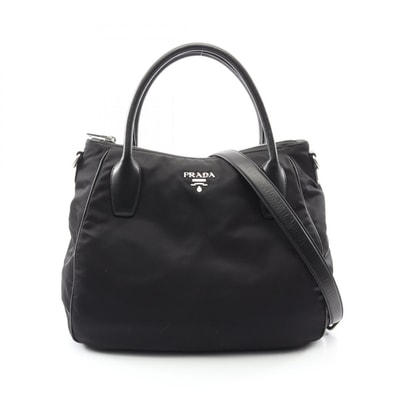 プラダ PRADA 2WAY トートバッグ バッグ ナイロン レザー レディース ブラック系 【中古】