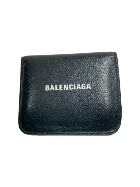 BALENCIAGA Cash Flap Coin and Card Holder Grained Calfskin "Black"