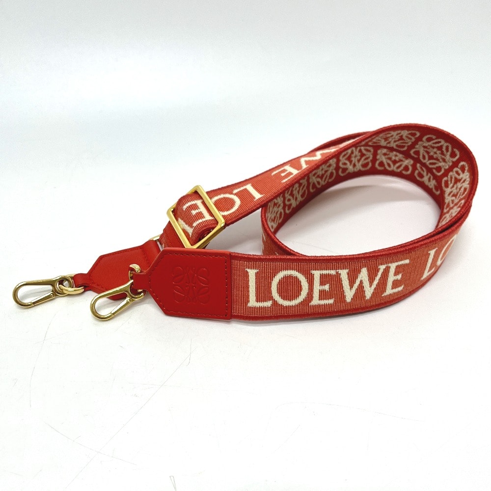 ロエベ LOEWE アナグラム ジャガードロゴ 調節可能 カバンショルダーストラップ ショルダーストラップ キャンバス/レザー オレンジ