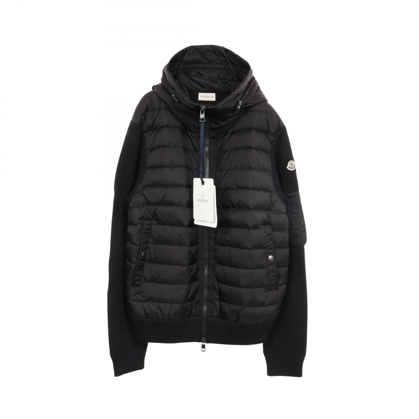 モンクレール MONCLER CARDIGAN 切替 フード付き ダウンジャケット 衣料品 アウター ナイロン ウール アクリル メンズ ブラック系 L20919B50800999XL 【新品】