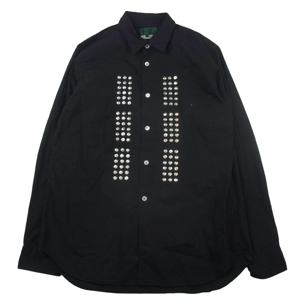 COMME des GARCONS HOMME PLUS コムデギャルソンオムプリュス 長袖シャツ EVER GREEN エバーグリーン スタッズ装飾 レギュラーカラー 長袖 シャツ ブラック系 SS【中古】