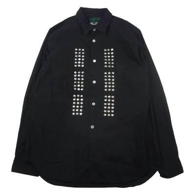 COMME des GARCONS HOMME PLUS コムデギャルソンオムプリュス 長袖シャツ EVER GREEN エバーグリーン スタッズ装飾 レギュラーカラー 長袖 シャツ ブラック系 SS【中古】