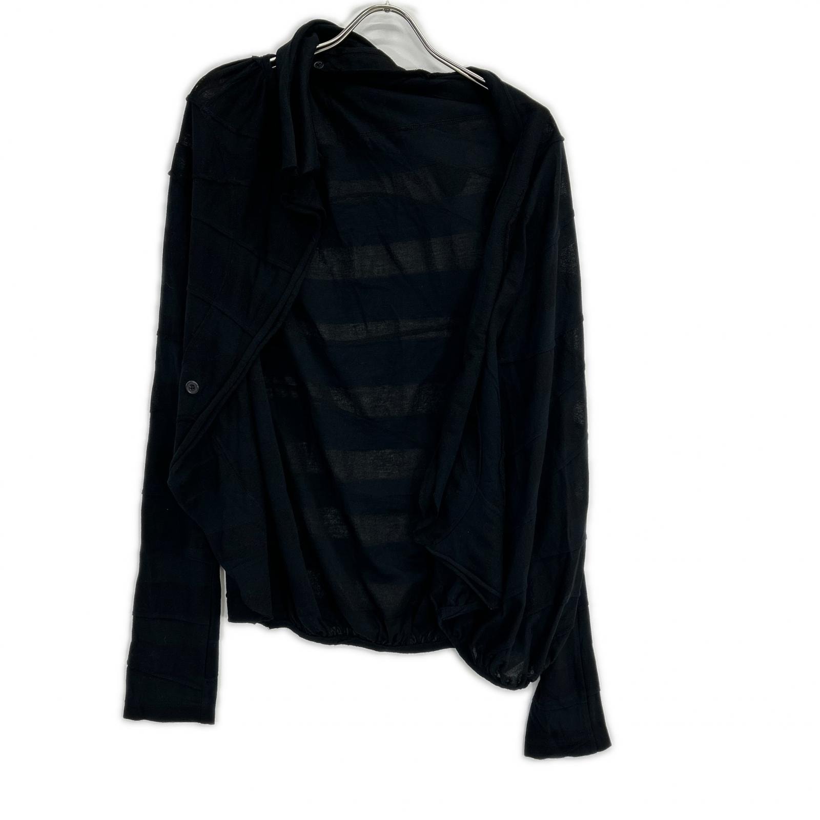 ヨウジヤマモト ブラック FK-T31-077 TUCK JACQUARD GATHER DETAIL カーディガン 2