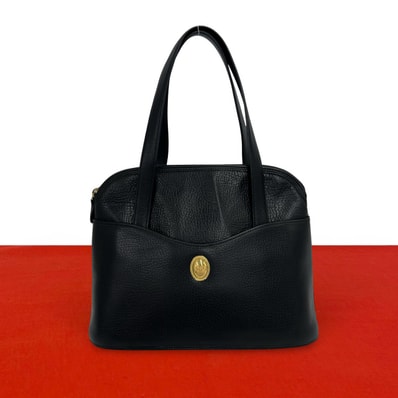 Christian Dior ディオール CD ロゴ 金具 レザー ハンドバッグ ブラック
d19-2