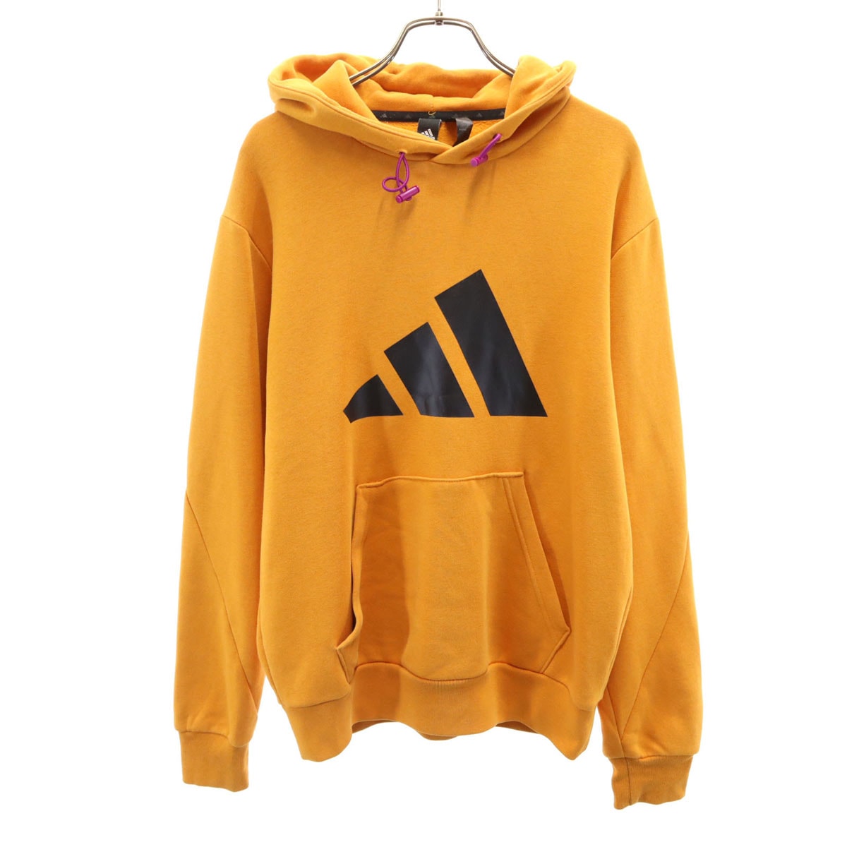 adidas アディダス 長袖 スウェットパーカー M イエロー プルオーバー 裏起毛