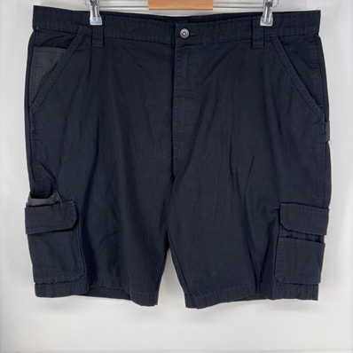 古着 ディッキーズ Dickies パンツ カーゴ ワンポイントロゴ ハーフ ジッパーフライ ショートパンツ リップストップ w42 ブラック系 メンズ