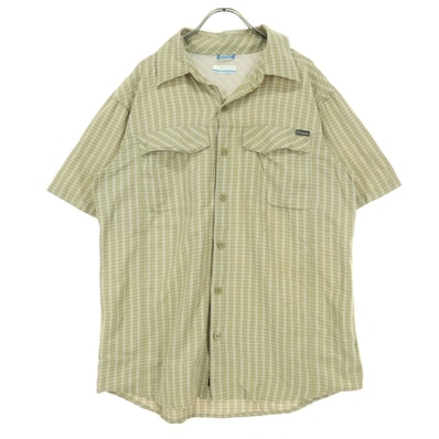 Columbia コロンビア チェック柄 半袖 シャツ M ベージュ