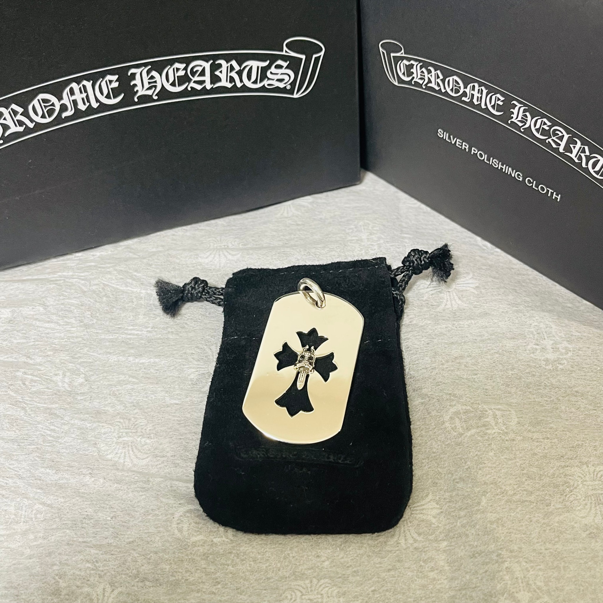 Chrome Hearts Dog Tag L Cross Dagger "Silver"