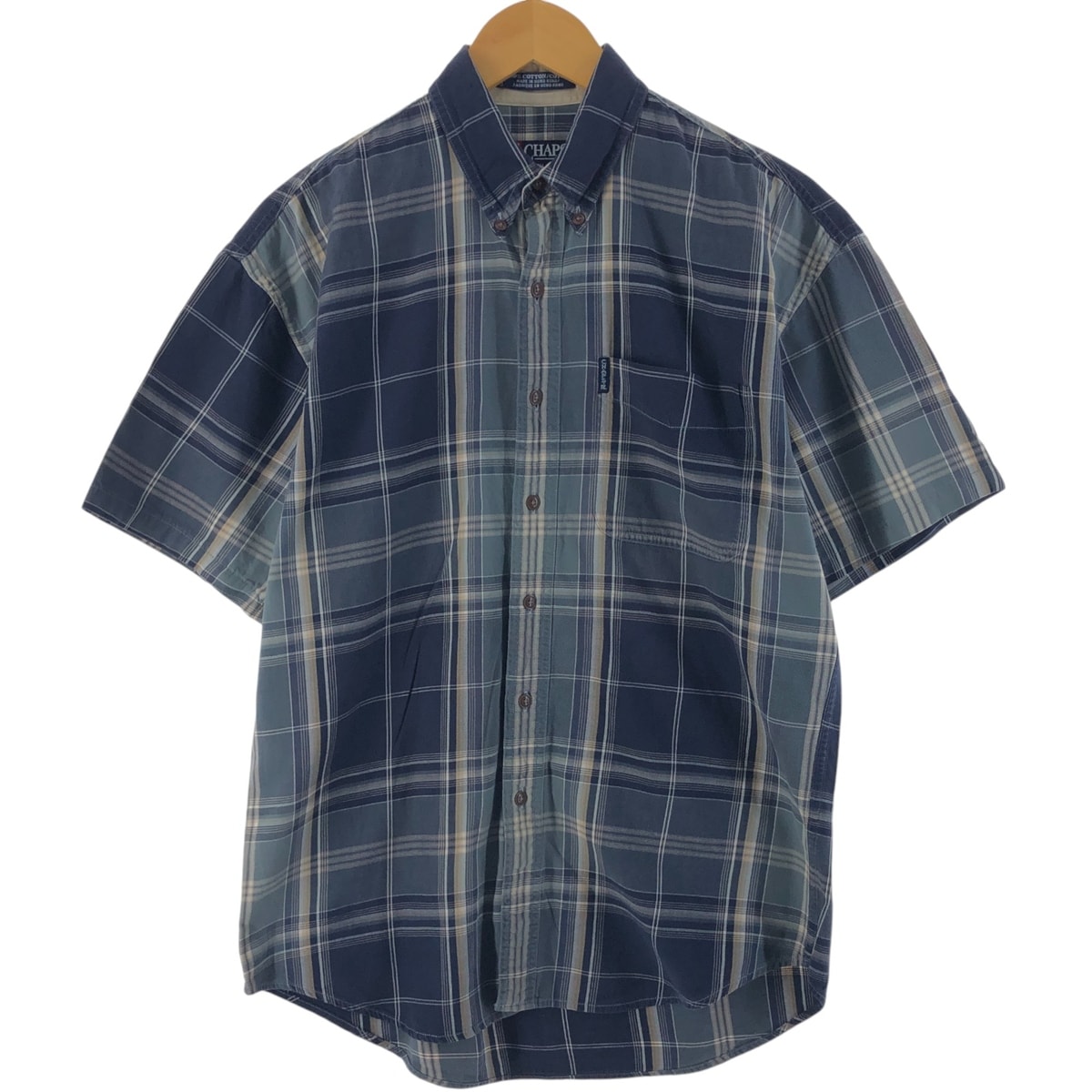 古着 90年代 ラルフローレン Ralph Lauren CHAPS チャップス 半袖 ボタンダウン チェックシャツ メンズM相当 ヴィンテージ/eaa537593