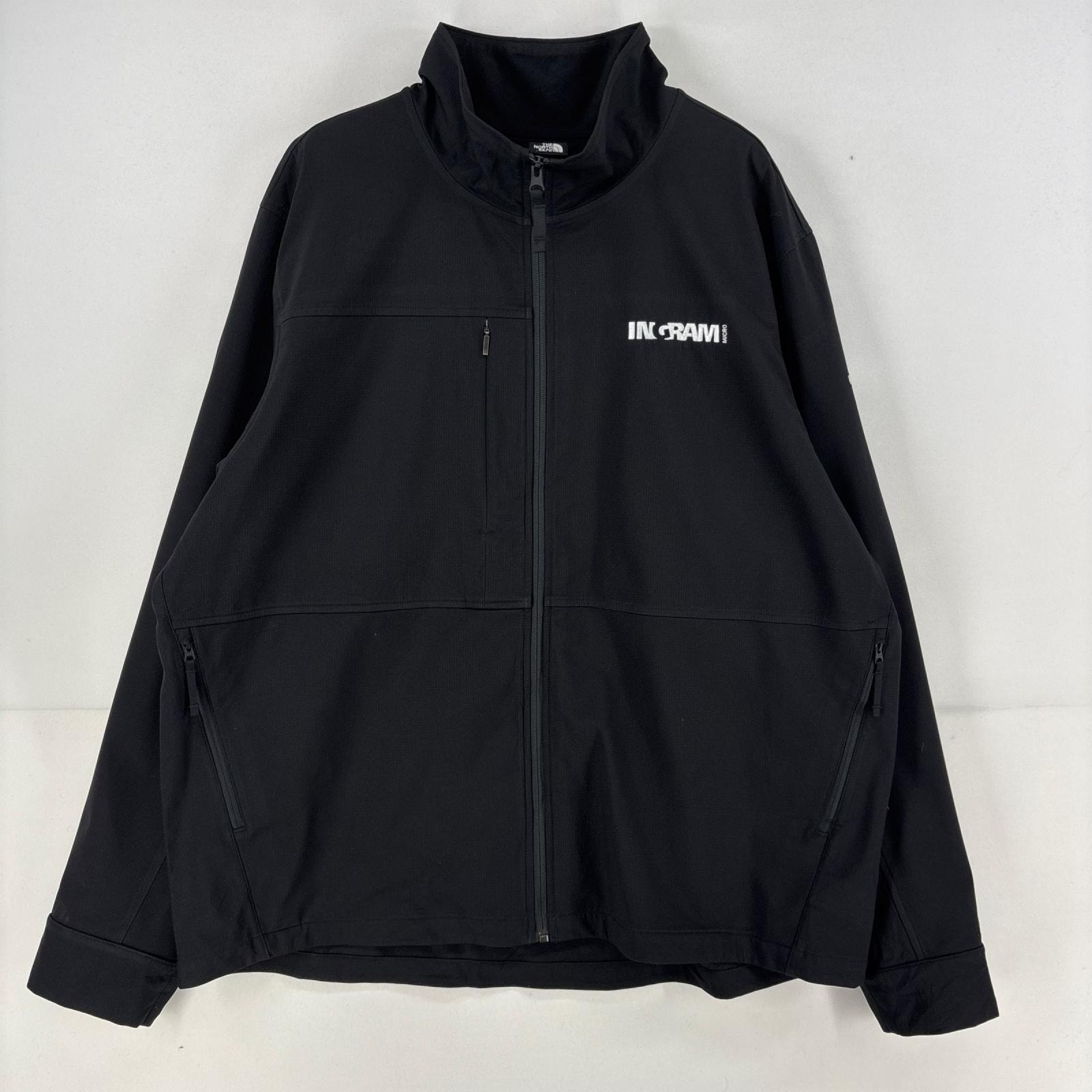 古着 ザ・ノースフェイス THE NORTH FACE ジャケット フルジップ ロゴ 胸ポケット シェルジャケット 大きいサイズ 2XL  ブラック メンズ