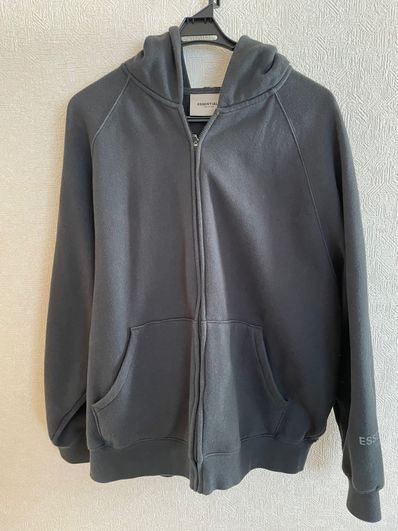 FEAR OF GOD ESSENTIALS 3D Silicon Applique Full Zip Up Hoodie "Black"