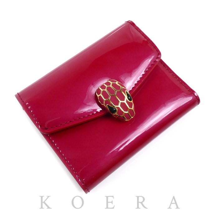 BVLGARI ブルガリ セルペンティ コンパクトウォレット 二つ折り財布 ピンク レディース【中古】【美品】