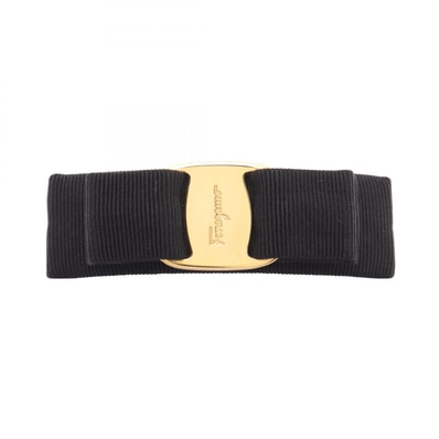 サルヴァトーレフェラガモ Salvatore Ferragamo ヴァラリボン バレッタ アクセサリー GP(ゴールドメッキ) ファブリック レディース ブラック系 【中古】
