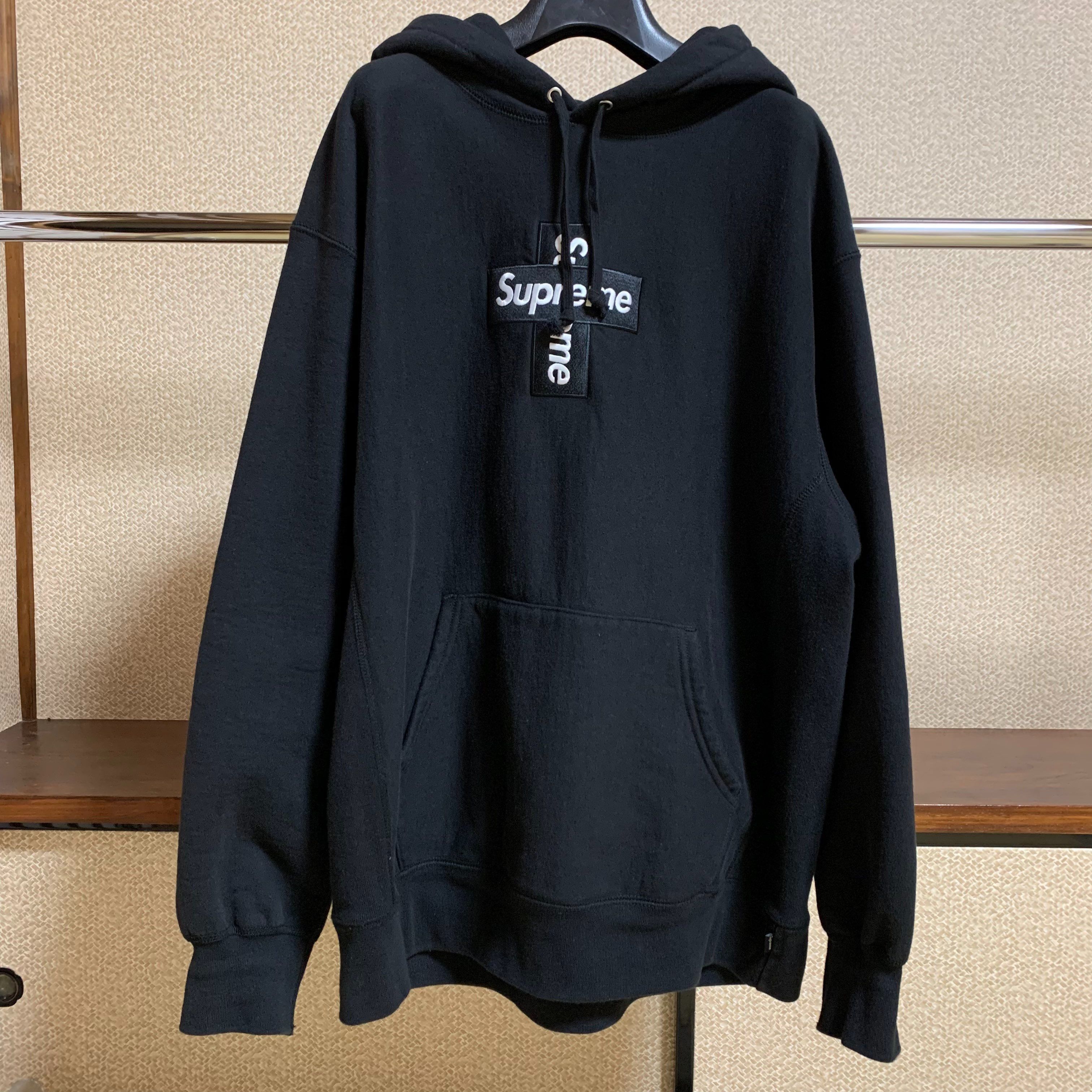 Supreme Cross Box Logo Hooded Sweatshirt "Black"