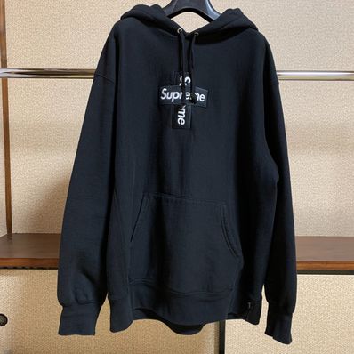 Supreme Cross Box Logo Hooded Sweatshirt "Black"