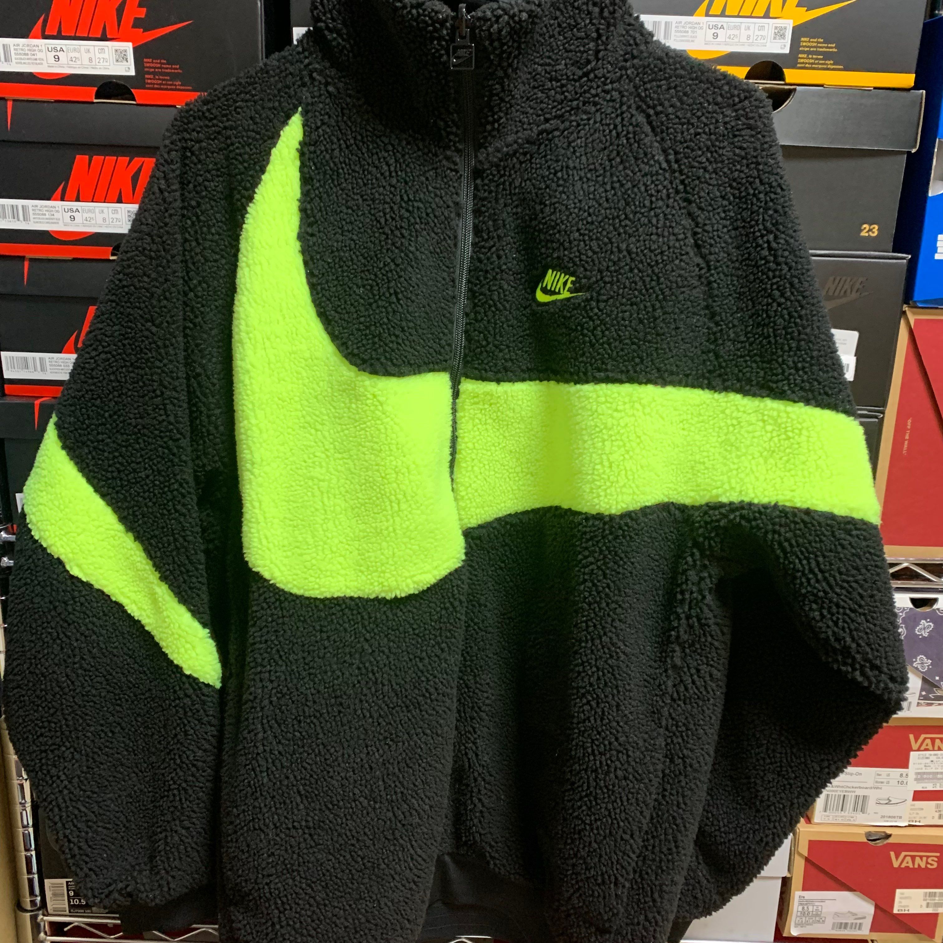 Nike Big Swoosh Reversible Boa Jacket"Black Neon"